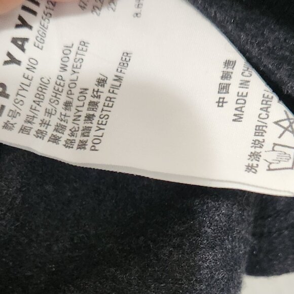 EP Yaying Women's Black V-neck Wool Top Size 3(S) Long Sleeve 3 button Faux Wrap - Picture 7 of 7